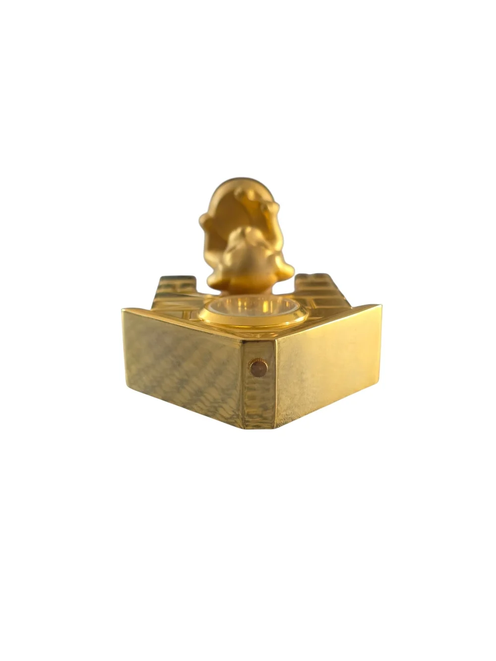 Elgin Gold Doghouse Clock with Figurine Accent